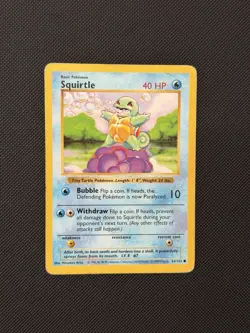 Pokemon TCG Squirtle Base Set Card 63/102 Shadowless - Image 1