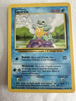 Pokemon TCG Squirtle 63/102 Common Non-Holo Card 1999 Base Set - Image 2