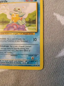 Pokemon TCG Squirtle Base Set, Card 63/102, Regular Unlimited excellent - Image 3