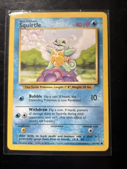 Pokemon TCG Squirtle Base Set 63/102 Unlimited Common Card In LP Condition WOTC - Image 1