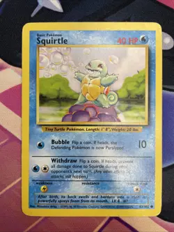 Pokemon TCG Squirtle 63/102 Common Non-Holo Card 1999 Base Set - Image 1