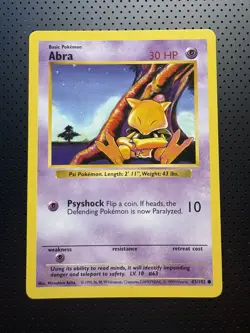 Abra SHADOWLESS Base Set 43/102 Pokemon Card - EXC - Image 1