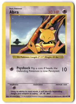 Pokemon Card - Abra 43/102 Common - Base Set Shadowless - LP - Image 1