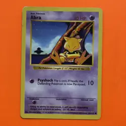 SHADOWLESS Abra 43/102 Pokemon Base Set 043/102 MP 1995 Vintage Card Rare - Image 2