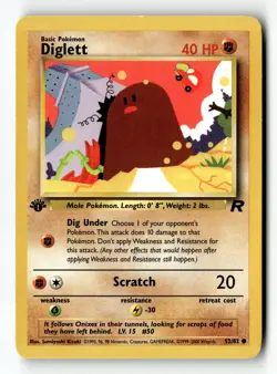 Pokemon Card Diglett LP Team Rocket 1st Edition Common 52/82 - Image 1