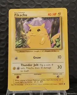 Pikachu 58/102 Common Base Set Unlimited Pokemon Card TCG MP - Image 1