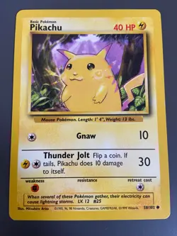 Pokemon Card Pikachu Base Set 58/102 Regular - Image 1