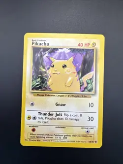 Pokemon TCG Base Set Pikachu Card 58/102 MP Condition - Image 1