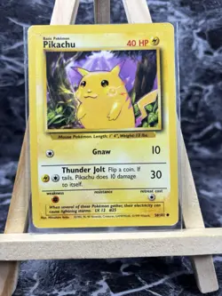 Pokemon TCG Pikachu Card 58/102 Yellow Cheeks Base Set MP - Image 1