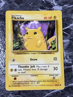 Pokemon TCG Pikachu Card 58/102 Yellow Cheeks Base Set MP - Image 3