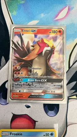 Pokemon TCG Card ENTEI GX 10a/73 Shining Legends Half Art Rare Holo Shiny NM - Image 1