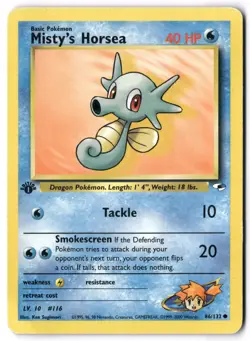 Pokemon Card - Misty's Horsea 86/132 1st Edition Common - Gym Heroes - HP - Image 1