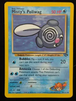 Misty's Poliwag 89/132 Gym Challenge Unlimited Pokemon Card WOTC TCG - Image 1