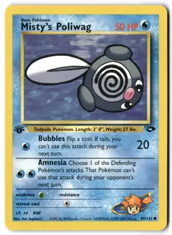 Pokemon Card - Misty's Poliwag 89/132 1st Edition Common - Gym Challenge - NM - Image 1