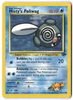 Pokemon Card - Misty's Poliwag 89/132 Unlimited Common - Gym Challenge - LP - Image 1