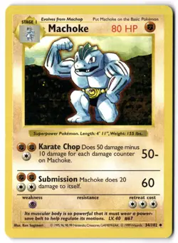 Pokemon Card - Machoke 34/102 Uncommon - Base Set Shadowless - NM - Image 1