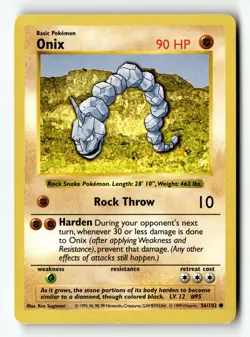 Pokemon Card Onix Unlimited LP Base Set (Shadowless) 56/102 - Image 1