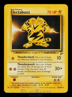 Pokemon Card Electabuzz 24/130 Base Set 2 Rare Vintage WOTC MP 2000 - Image 1