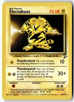 Pokemon Card Electabuzz LP Base Set 2 Rare 24/130 - Image 1