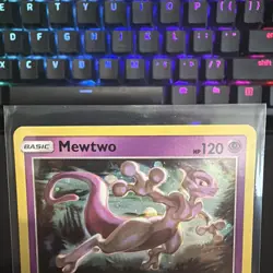 Mewtwo SM214 Sun & Moon Black Star Promo Holo MINI SWIRL Pokemon Card LP+ - Image 2