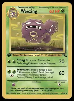 Pokemon Cards Weezing 45/62 1st Edition Fossil WOTC Uncommon NM - Image 1