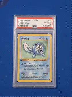 PSA 10 GEM MINT Poliwag 59/102 1st Ed Shadowless Base Set Pokemon Graded Card - Image 1