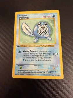 Pokemon TCG Poliwag Base Set, 1st Edition Shadowless Common Card 59/102 - Image 1