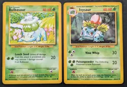 Bulbasaur 44/102 & Ivysaur 30/102 WOTC Vintage Base Set Pokemon Card Bundle - Image 1