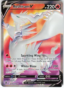 Reshiram V (Full Art) 172/195 Pokemon SWSH12: Silver Tempest Holo Ultra Rare NM - Image 1