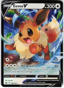 Eevee V 108/159 Pokemon Crown Zenith Holo Ultra Rare NM - Image 1