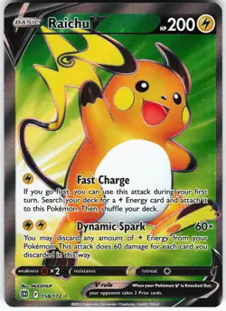 Raichu V (Full Art) 158/172 Pokemon SWSH09: Brilliant Stars Holo Ultra Rare NM - Image 1