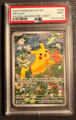 2024 POKEMON SVP 088 EN-SV BLACK STAR PROMO PALDEA ADVENTURE CHEST PIKACHU PSA 9 - Image 1