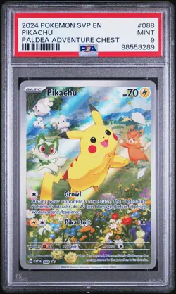 Pikachu 2024 Pokemon SVP Black Star Promo Paldea Adventure Chest #088 PSA 9 - Image 1