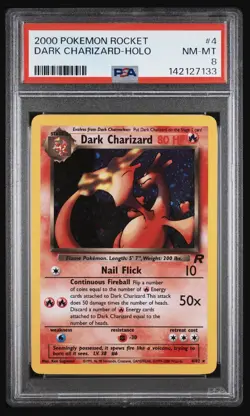 2000 Dark Charizard Holo Pokemon Rocket 4/82 FRESH SLAB- PSA 8 NM-MT - Image 1