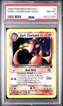Pokemon Dark Charizard Holo Team Rocket 4/82 PSA 8 2000 Unlimited - Image 1