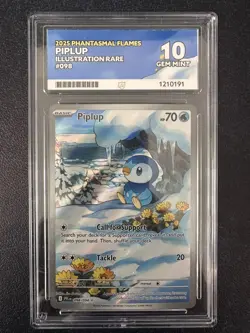 Pokemon TCG Piplup Phantasmal Flames Illustration Rare 098/094 Ace GEM MINT 10 - Image 1