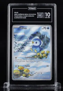 Pokemon TCG - Piplup 098/094 Phantasmal Flames Illustration Rare TAG 10 GEM MINT - Image 1