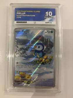 Pokemon TCG Piplup Phantasmal Flames 098/094 Illustration Rare Ace 10 Gem Mint - Image 1