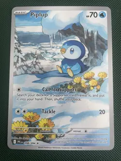Pokemon TCG Piplup 098/094 Phantasmal Flames Illustration Rare - Image 1