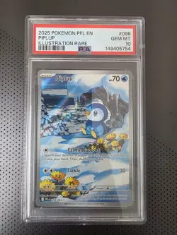 Pokemon TCG Piplup 098 /094 Phantasmal Flames English PSA 10 Illustration Rare - Image 1
