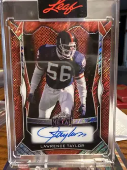 2026 Leaf Metal Lawrence Taylor Auto Orange Shimmer 6/6 On Card Giants MA-LT1 - Image 1