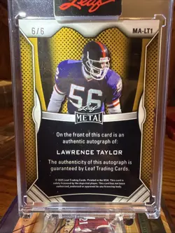 2026 Leaf Metal Lawrence Taylor Auto Orange Shimmer 6/6 On Card Giants MA-LT1 - Image 3