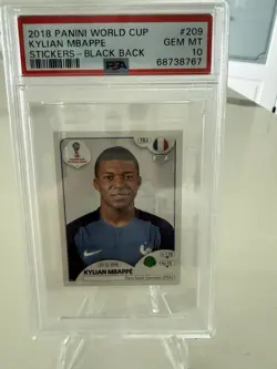 Kylian Mbappe 2018 Panini World Cup Black Back Rookie Sticker PSA 10 Gem Mint - Image 1
