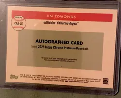 2025 Topps Chrome Platinum BLUE TOILE AUTOGRAPH JIM EDMONDS 25/99 ON CARD AUTO - Image 2