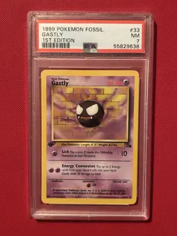 1ST EDITION PSA 7 1999 POKEMON FOSSIL #33 GASTLY - Image 1