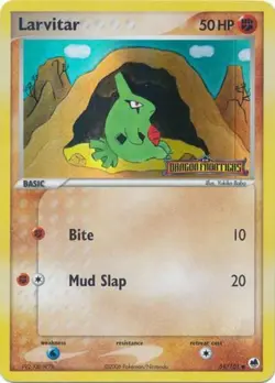 1x Larvitar - 51/101 - Common - Reverse Holo Lightly Played Pokemon EX - Dragon - Image 1