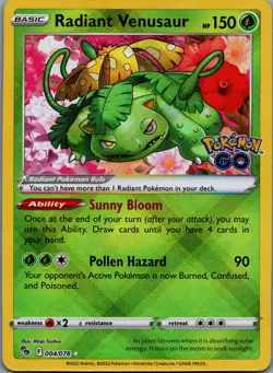 Radiant Venusaur 4/078 Pokemon GO Radiant Rare NM - Image 1