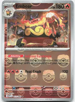 Emboar (Master Ball Pattern) 013/086 Rare White Flare Pokemon Holo NM/LP - Image 1