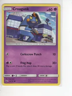 CROAGUNK BURNING SHADOWS POKEMON CARD 54/147 MP - Image 1