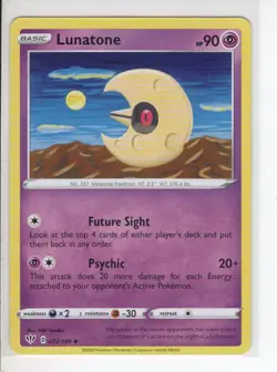 LUNATONE DARKNESS ABLAZE SET POKEMON CARD 072/189 VG - Image 1